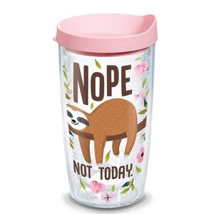 Tervis Sloth Nope Not Today Double Walled Insulated Travel Tumbler Cup 16 oz